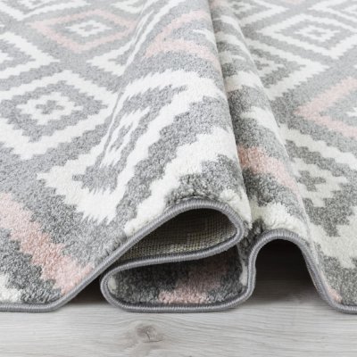 NAZAR Homemaison - Tapis g&eacute;om&eacute;trique bicolore Rose 120 x 160 cm - Rose
