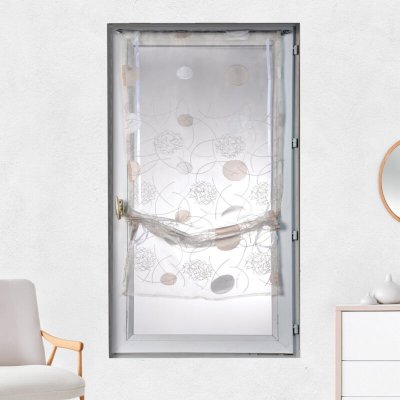 Homemaison - Vitrage en organza jacquard &agrave; remonter Ivoire 90 x 200cm - Ivoire