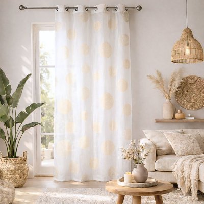 Homemaison - Voilage en Etamine Impression Argent Or 140 x 240 cm - Or