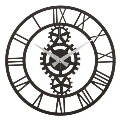 Homemania Horloge en Acier, Noir, 50 x 0,2 x 50 cm