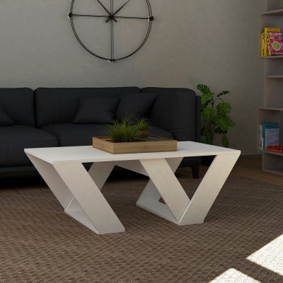Homitis Pipra Table Basse en Bois Blanc 60 x 110 x 40 cm