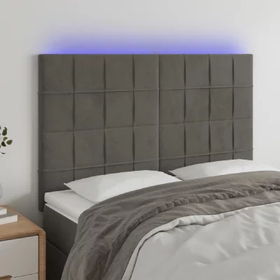 VIDAXL Hoofdbord LED 144x5x118/128 cm fluweel donkergrijs3122473 