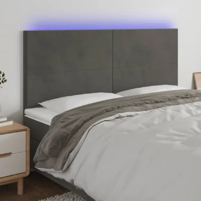 VIDAXL Hoofdbord LED 180x5x118/128 cm fluweel donkergrijs3122205 