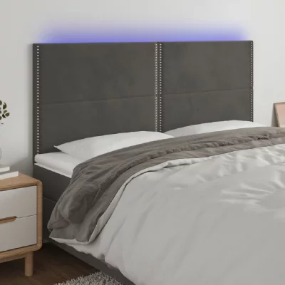 VIDAXL Hoofdbord LED 180x5x118/128 cm fluweel donkergrijs3122345