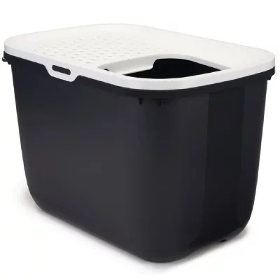 SAVIC Hop In  Maison de toilette pour chat - anthracite / blanc