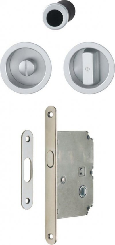 HOPPE  - set pour porte coulissante F94 chr sat a cond - Chrom&eacute; satin&eacute;