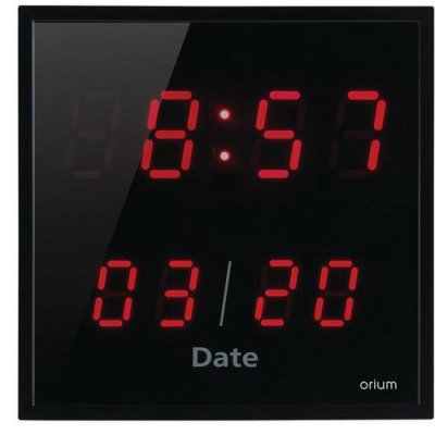 Horloge a date &eacute;lectrique led 28x28 cm rouge