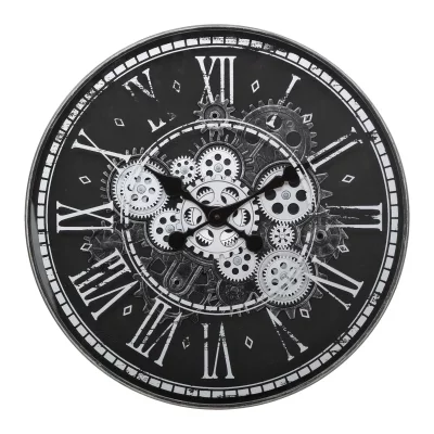 Horloge m&eacute;canique Izia D51cm noir et blanc en plastique