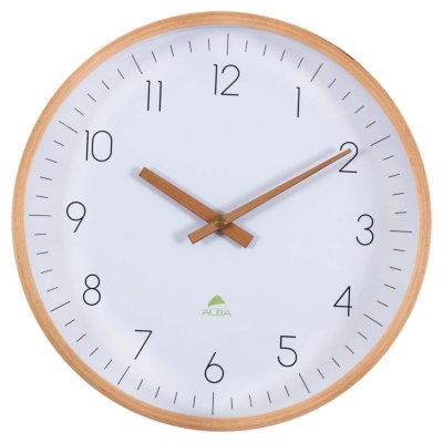 Horloge murale Alba Madera en bois - Diam&egrave;tre 30 cm - Blanc