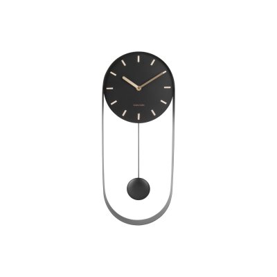 Horloge Murale Design avec Balancier en M&eacute;tal Noir 0,000000