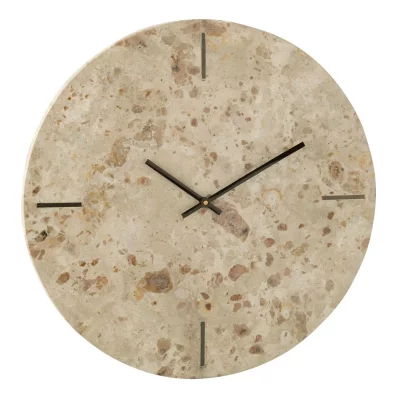 Horloge Murale en Marbre ""Eula"" 41cm Beige