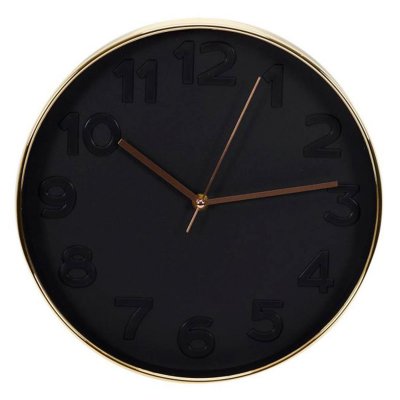 Horloge murale ""gold"" 30cm noir & cuivre