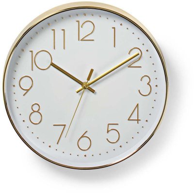 Horloge murale Nedis CLWA015PC30GD Or / Blanc