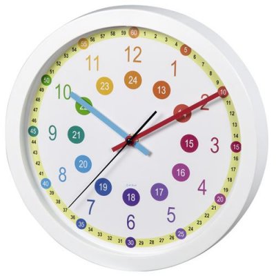 Horloge murale pour enfant Easy Learning, diam. 30 cm, silencieuse
