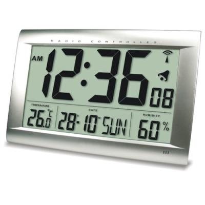 Horloge murale radiopilot&eacute;e Jumbo Conrad KW9075 - argent