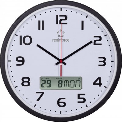 Horloge murale radiopilot&eacute;e renkforce hd-wrcl135 32 cm x 4.5 cm noir