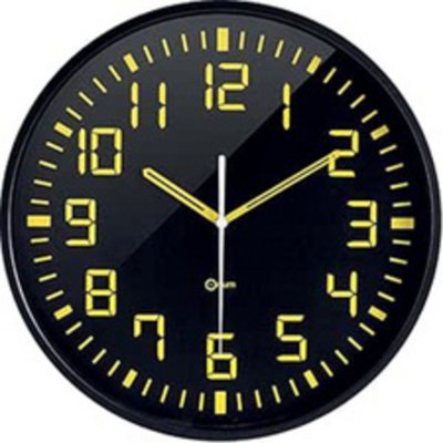 Horloge murale silencieuse contraste - &oslash; 30 cm - noir et jaune