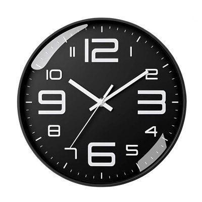 Horloge Murale Silencieuse Moderne 26cm Chiffres Contrast&eacute;s Noir