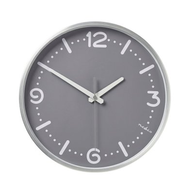 Horloge Murale Silencieux Diam&egrave;tre 30 cm en Aluminium Facile &agrave; Lire Gris
