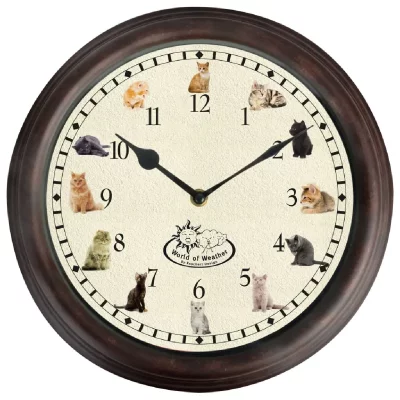 Horloge musicale - Chat - d 30 cm - Livraison gratuite - Marron