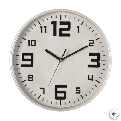 Horloge pendule murale silencieuse - Diam&egrave;tre 30 cm - ARGENT
