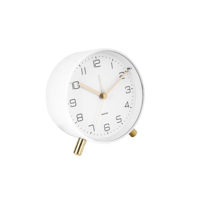 KARLSSON Horloge r&eacute;veil en m&eacute;tal lofty - diam. 11 cm - blanc