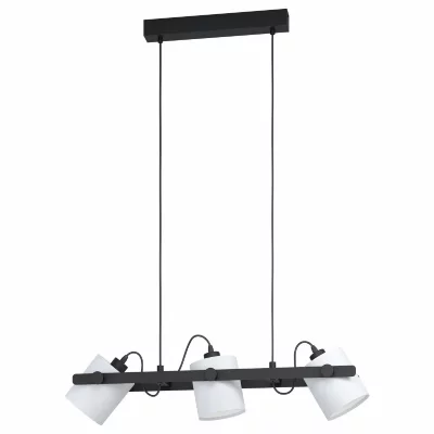 EGLO Hornwood plafonnier suspendu &agrave; 3 lampes, barre droite, noir