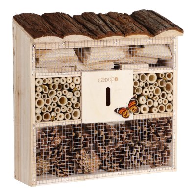 CADOCA Hotel &agrave;&nbsp;insectes en bois naturel 30,5x9,5x31cm