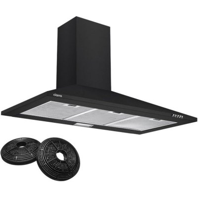 CIARRA Hotte aspirante murale au style moderne et 3 niveaux de puissance de couleur noire 
