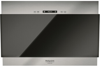HOTPOINT Hotte, D&eacute;co 60cm, Verticale, Inox+verre noir,