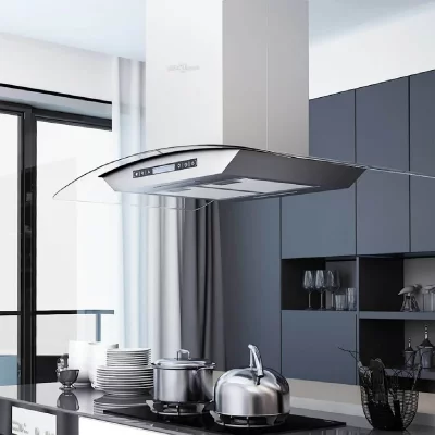 VIDAXL Hotte &icirc;lot avec &eacute;cran tactile lcd et capteur 90 cm 756 m&sup3;/h led