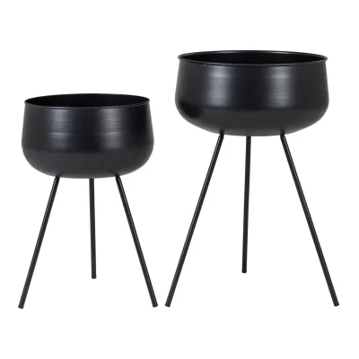 HOUSE NORDIC  Pots &agrave; fleurs 2 pcs Kira Noir