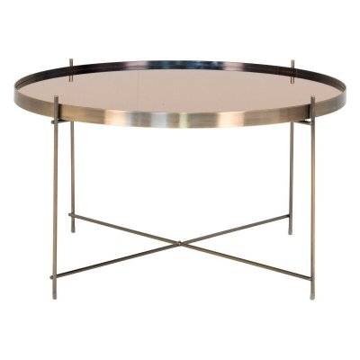 House Nordic Table Basse Ronde 70 cm en Verre et en Acier Dor&eacute; CHOQUI
