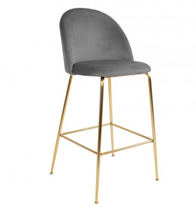 House Nordic Tabouret De Bar Velours Et M&eacute;tal Dor&eacute; LAUSANNE