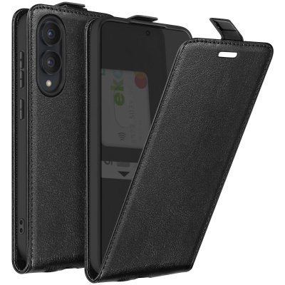 AVIZAR Housse Clapet Vertical pour Samsung Galaxy S25 Edge Porte-carte Noir