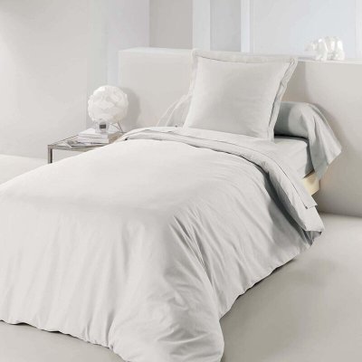 DOUCEUR D INTERIEUR Housse de couette 1 personne 140 x 200 cm uni 57 fils lina Blanche