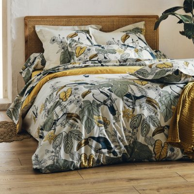 LINNEA Housse de couette 100% coton toco 280x240 cm - Vert