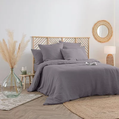ATMOSPHERA Housse de couette 100% lin 260x240 cm gris ardoise - 