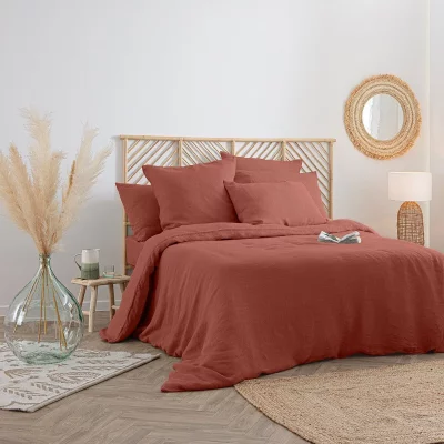 ATMOSPHERA Housse de couette 100% lin 260x240 cm terracotta - 