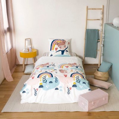COTE DECO Housse de couette 140x200 + 1 taie d'oreiller 63x63 Coton Bio Licolove