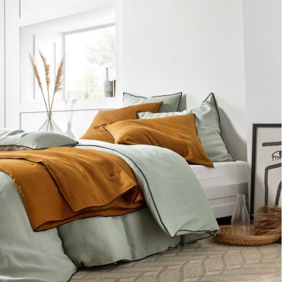 MADURA Housse de couette 140x200 cm Tilleul et bourdon noir en Lin