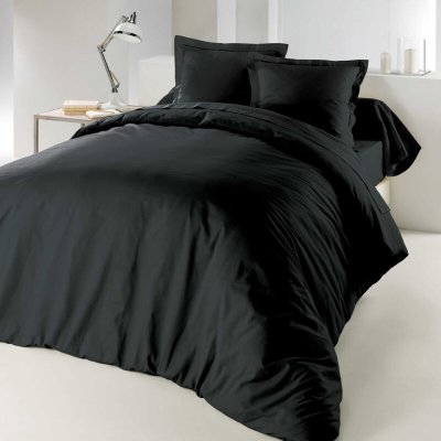 DOUCEUR D INTERIEUR Housse de couette 2 personnes 260 x 240 cm uni 57 fils lina Charbon