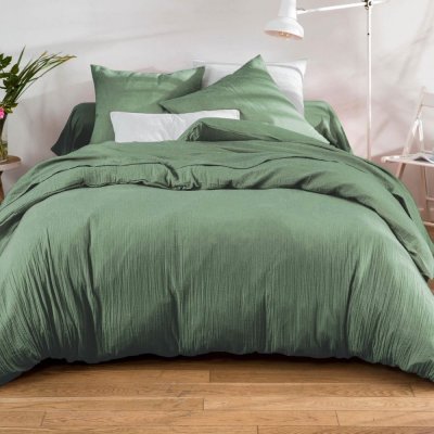 BECQUET Housse De Couette 200x200 En Gaze De Coton Vert C&eacute;ladon