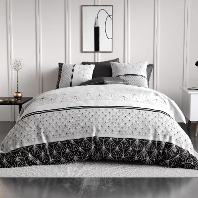 ATELIER DU COTON Housse de Couette 220x240 + 2 taies d'oreiller 100% Coton 57 Fils Casta 2