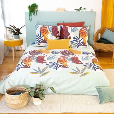 COTE DECO Housse de couette 220x240 + 2 taies d'oreiller 63x63 coton matty