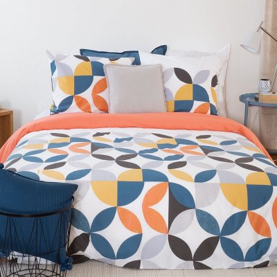 CÔTE DECO Housse de couette 220x240 + 2 taies d'oreiller 63x63 coton prune