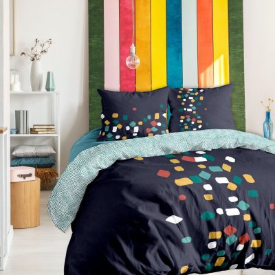 UNE NUIT DOUCE Housse de couette 220x240 cm + 2x taies d'oreiller 63x63 cm coton granito