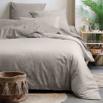 LOVELY CASA Housse de couette 240x220 Horizon lin 100% coton bio 57 fils - Lin