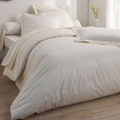 BECQUET Housse De Couette 240x260 Blanc Ivoire En Percale De Coton