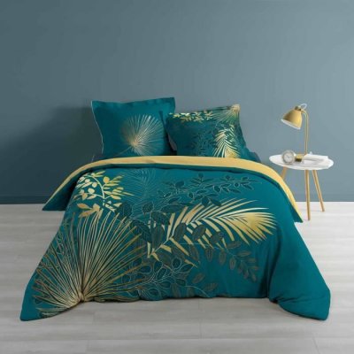 DOUCEUR D INTERIEUR Housse de couette 260 x 240 cm coton 57 fils Strassy Bleu - Bleu